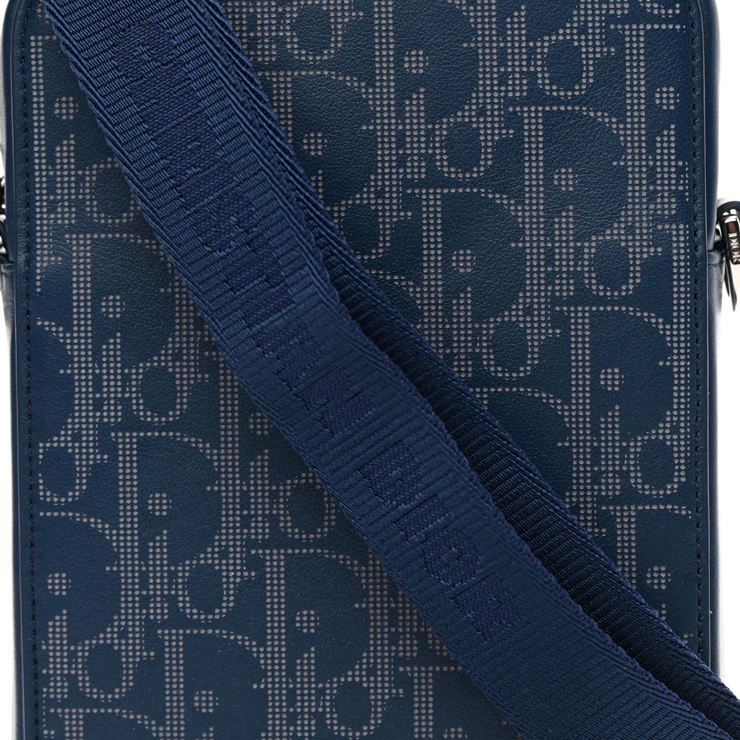 Calfskin Oblique Galaxy Perforated World Tour Messenger Pouch Blue White