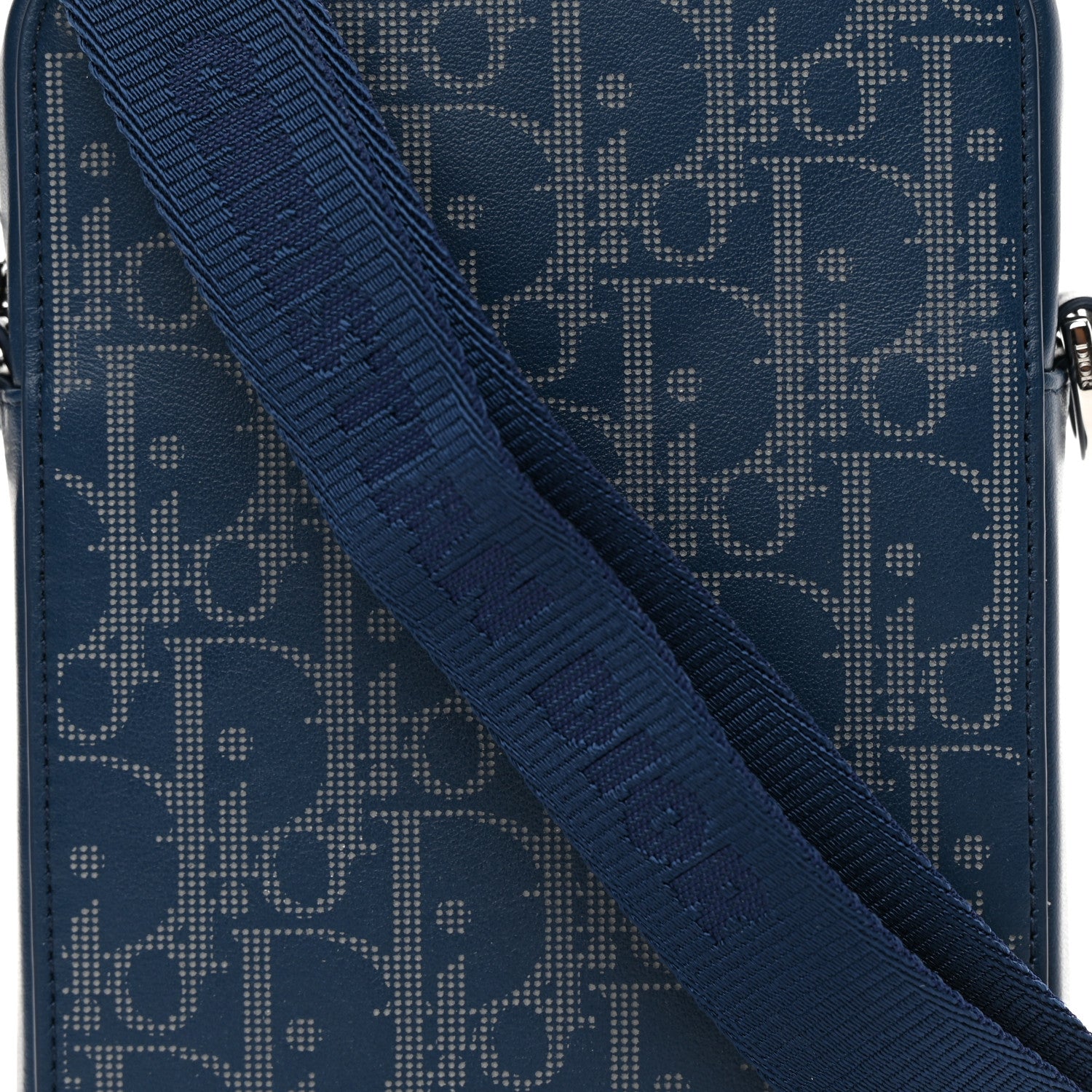 Christian Dior Calfskin Oblique Galaxy Perforated World Tour Messenger Pouch Blue White 8 of 11