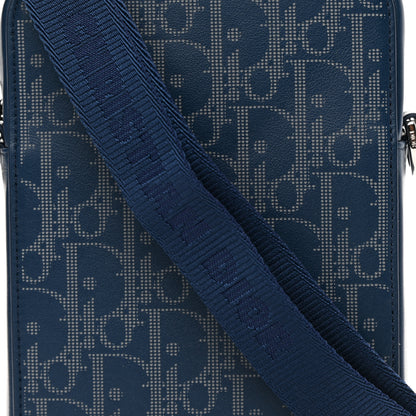 Christian Dior Calfskin Oblique Galaxy Perforated World Tour Messenger Pouch Blue White 8 of 11