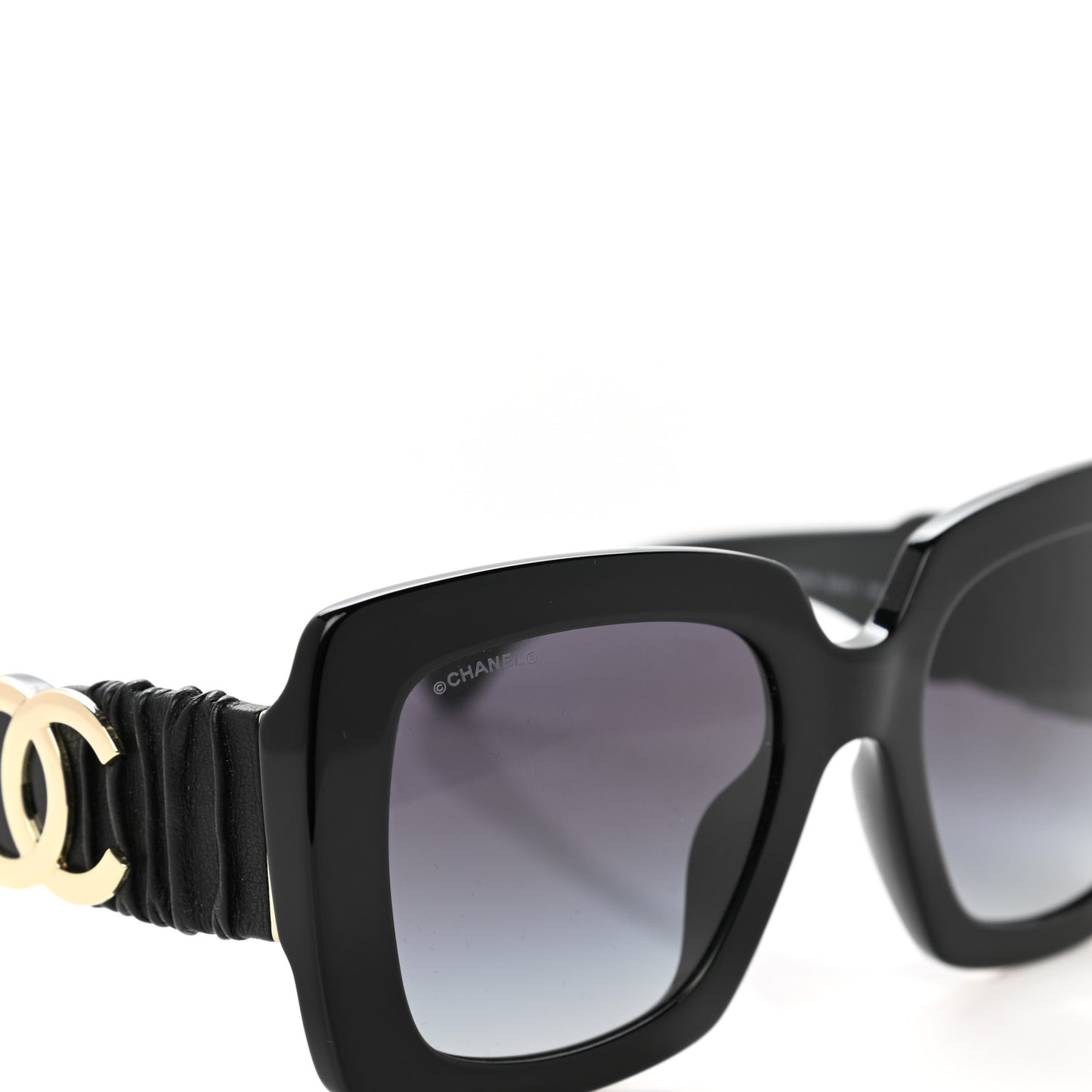 Acetate Calfskin Square Sunglasses 5474-Q-A Black