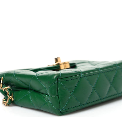 Chanel Shiny Aged Calfskin Quilted Mini Nano Kelly Shopper Green 8 of 10