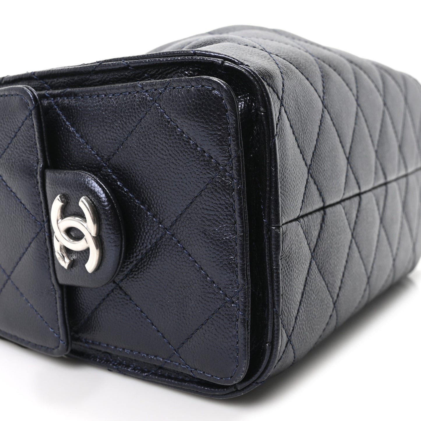 Metallic Caviar Quilted Mini Chanel 25 Handbag Dark Blue