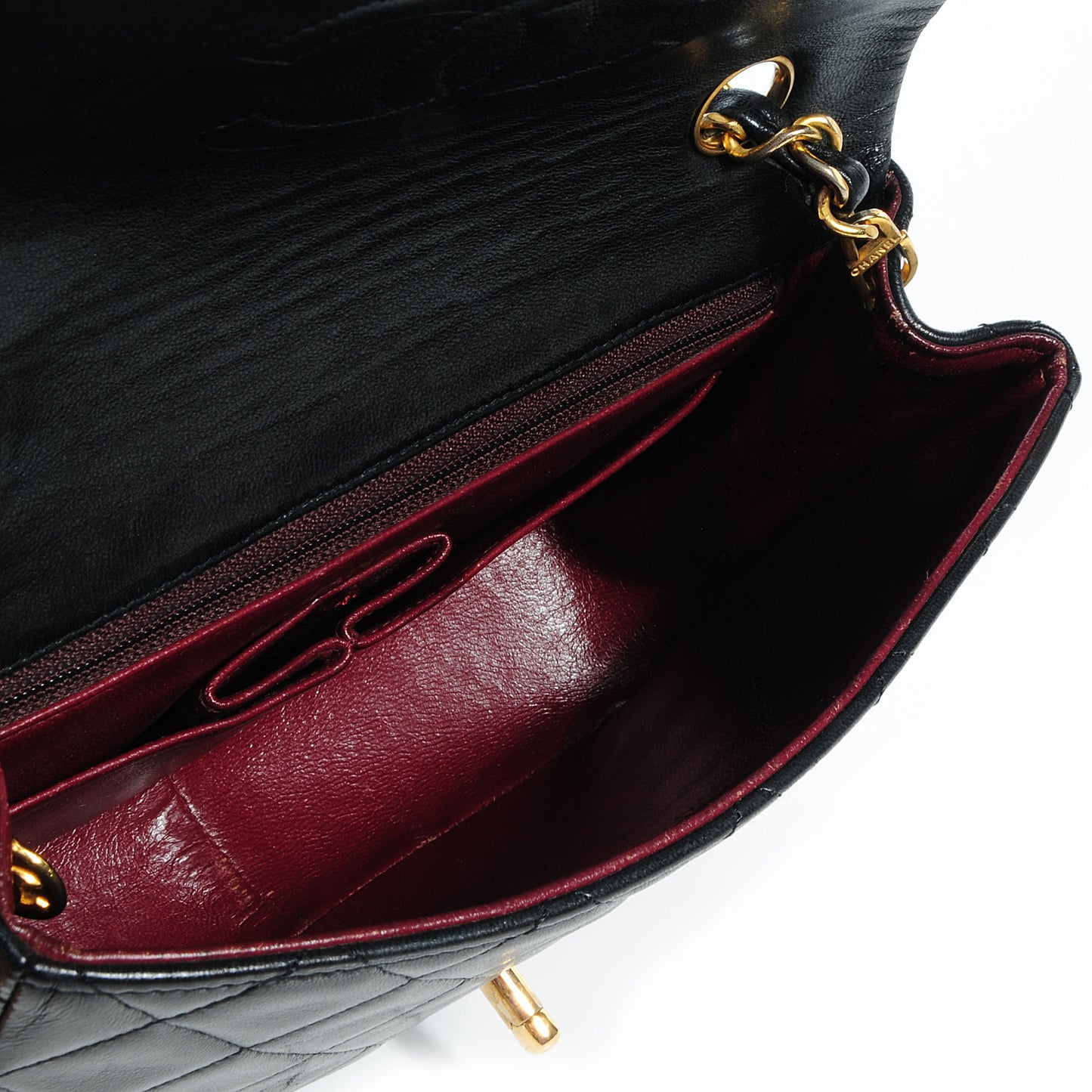 Lambskin Quilted Mini Square Flap Black