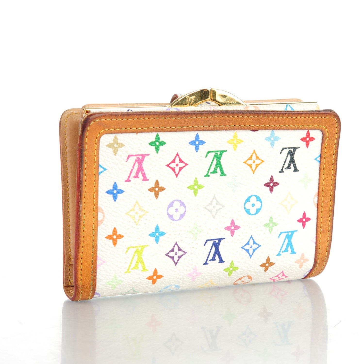 Louis Vuitton Monogram Multicolor French Purse Wallet White 4 of 10