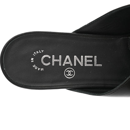 Chanel Lambskin Grosgrain Cap Toe CC Mules 39.5 Black 7 of 12
