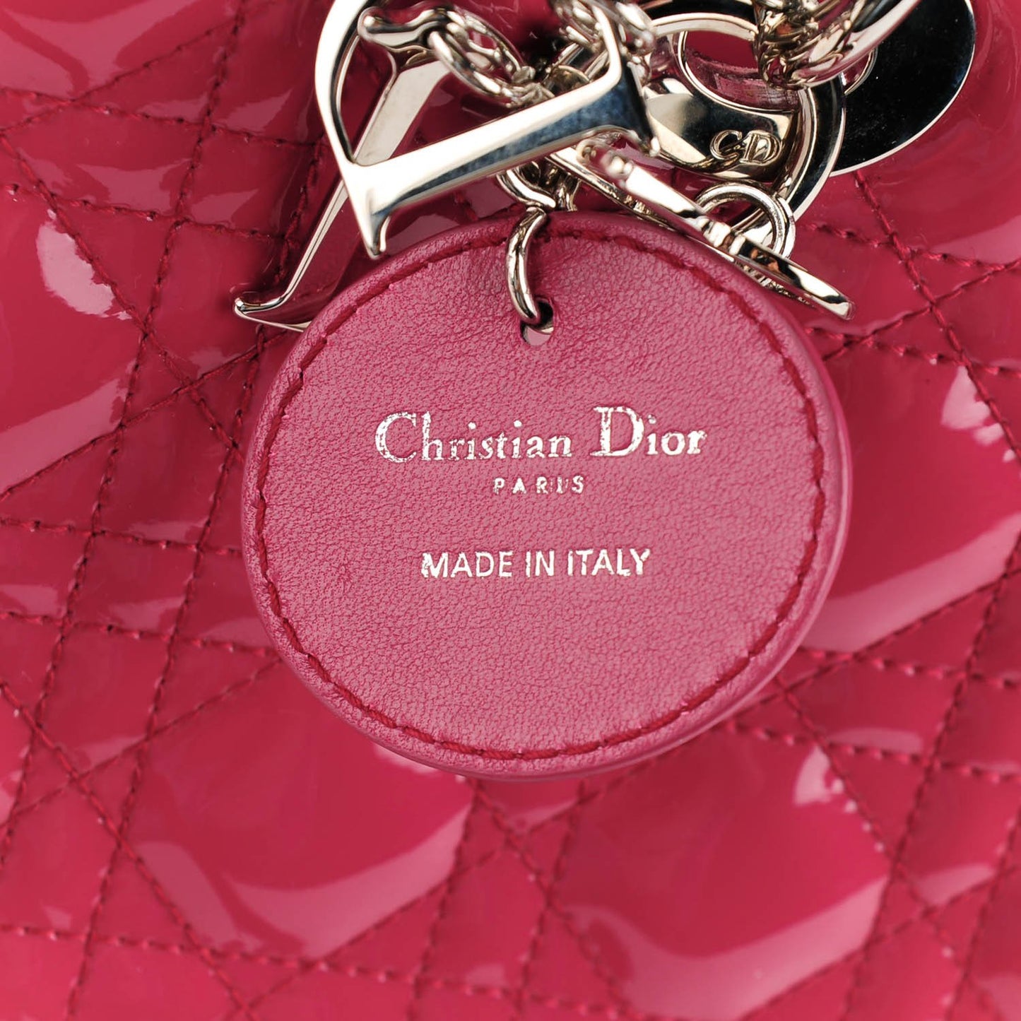 Patent Cannage Large Lady Dior Fuchsia