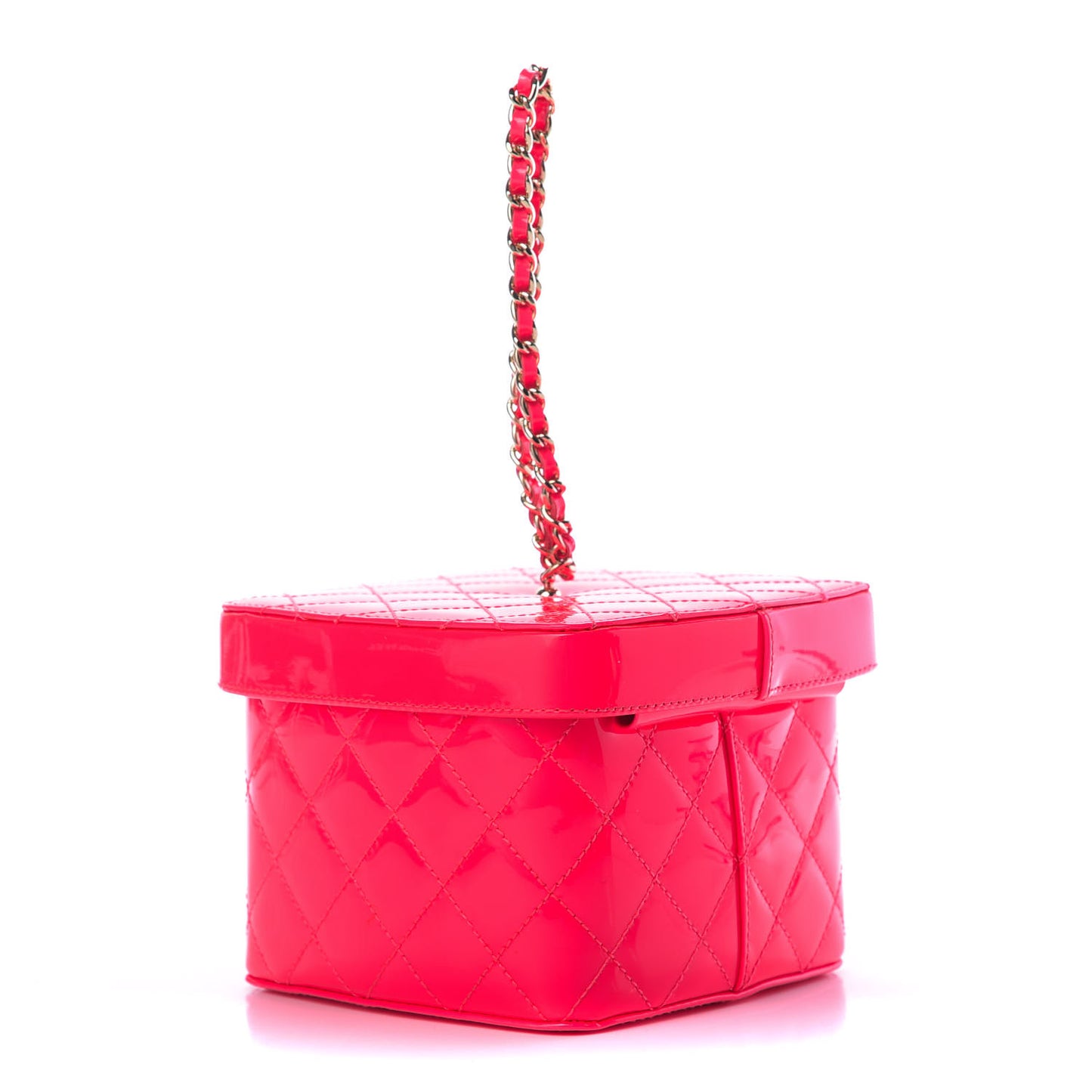 Patent Calfskin Minaudiere Vanity Case Pink