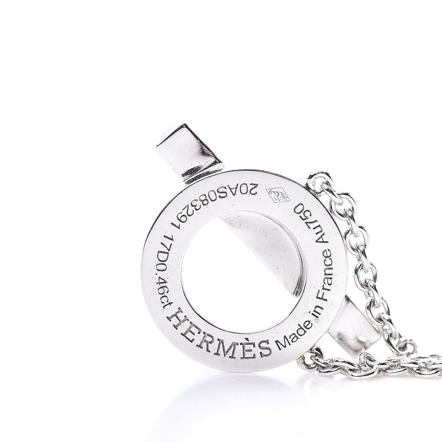 Hermes 18K White Gold Diamond Finesse Pendant Necklace 4 of 5