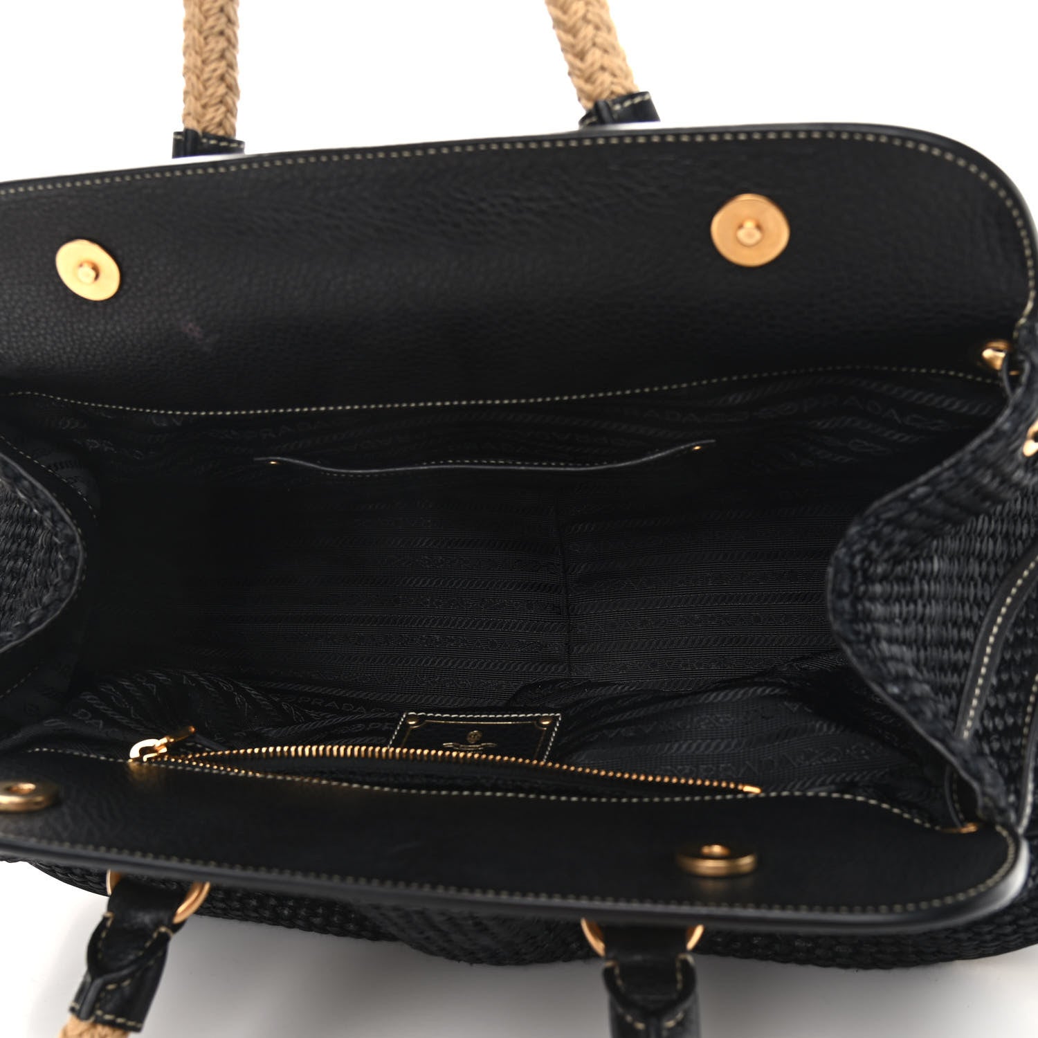 Prada Paglia Vitello Daino Frame Satchel Black 5 of 14