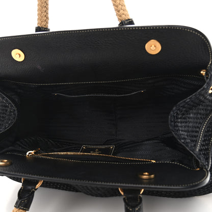 Prada Paglia Vitello Daino Frame Satchel Black 5 of 14