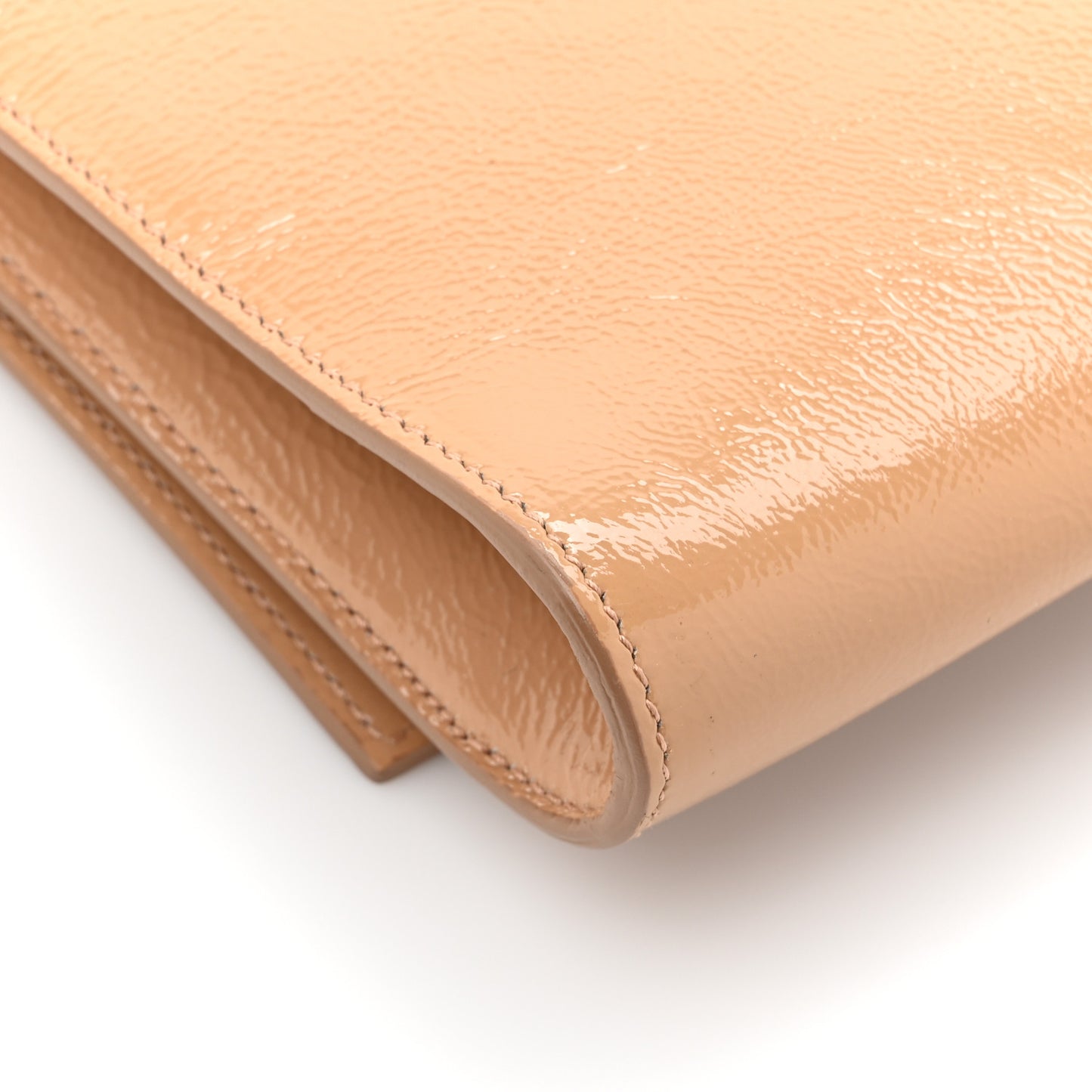 Textured Patent Calfskin Monogram Large Belle De Jour Clutch Beige