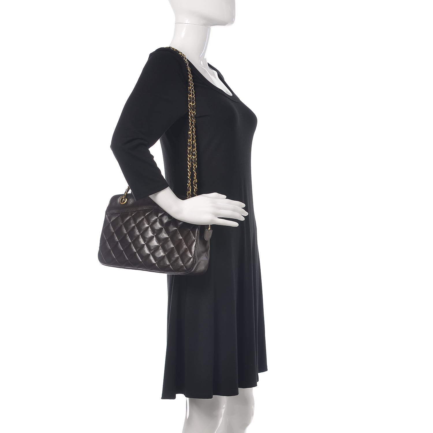 Chanel Lambskin Quilted Shoulder Bag Dark Brown 2 of 17