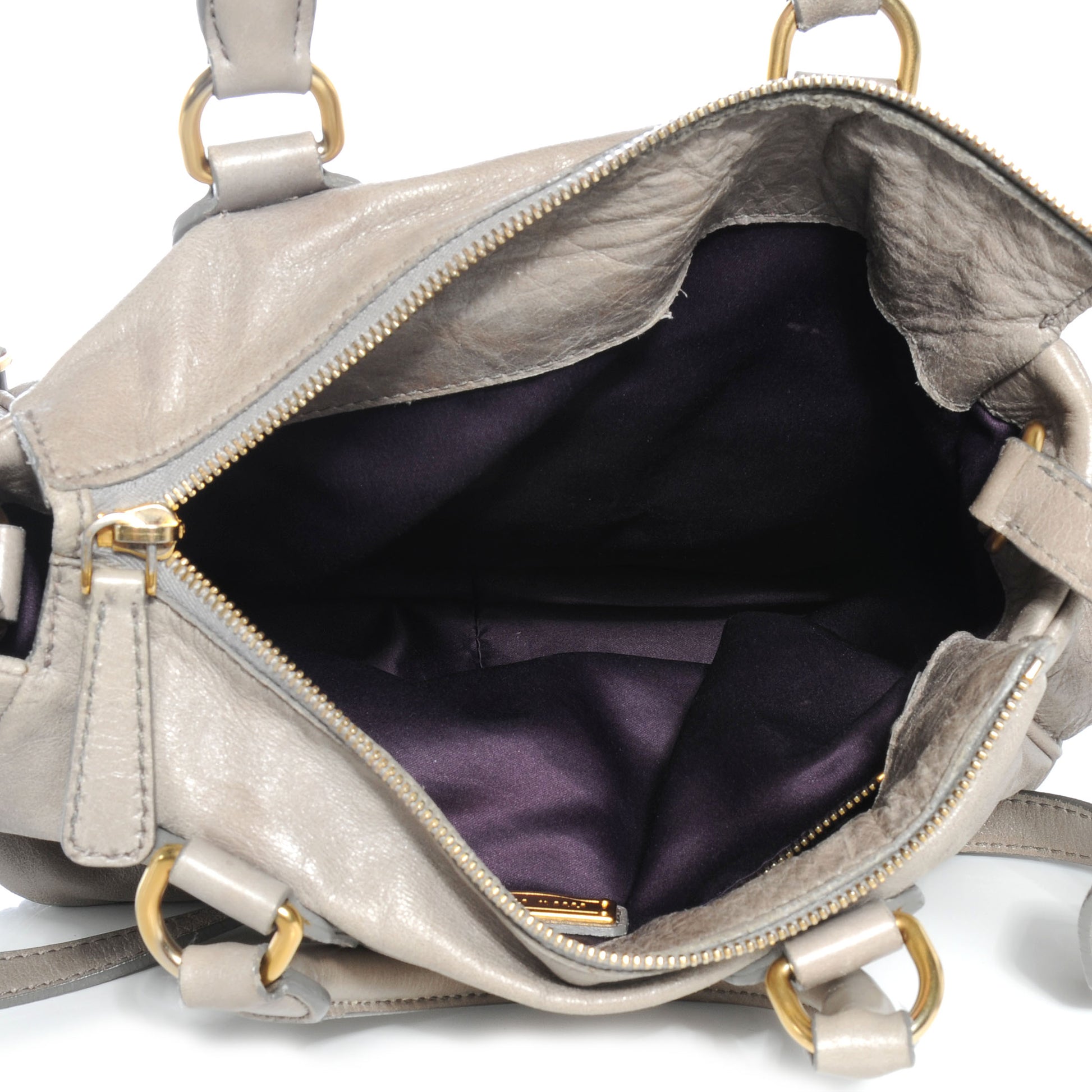 Miu Miu Vitello Lux Leather Large Bag Gray 6 of 9