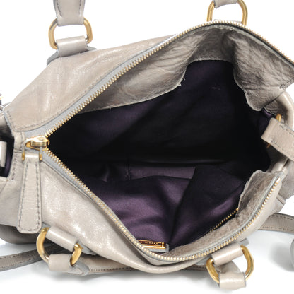 Miu Miu Vitello Lux Leather Large Bag Gray 6 of 9