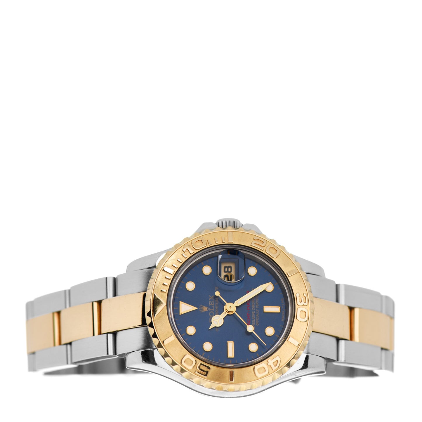 Stainless Steel 18K Yellow Gold 29mm Oyster Perpetual Date Yacht-Master Watch Blue 69623