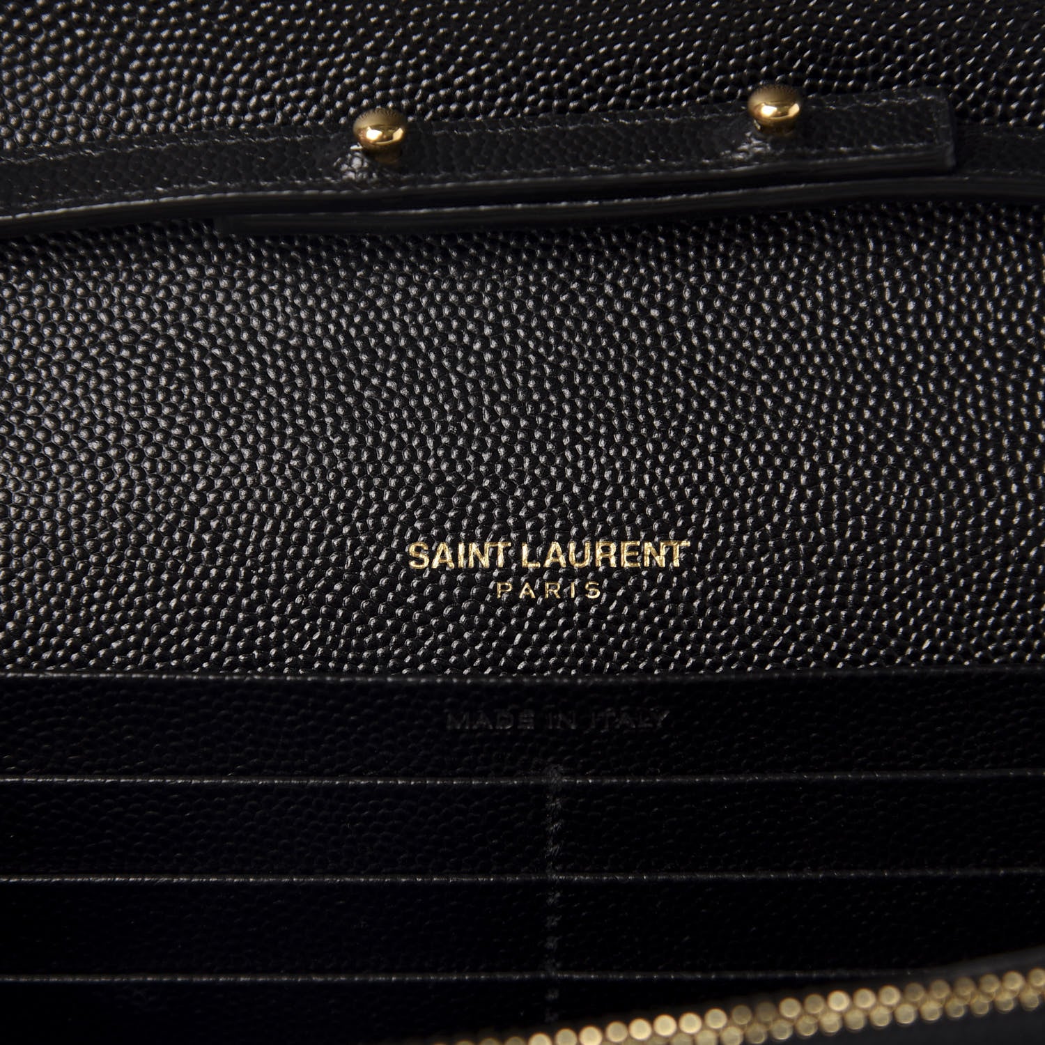 Saint Laurent Grain De Poudre Mixed Matelasse Triquilt Monogram Chain Wallet Black 8 of 11