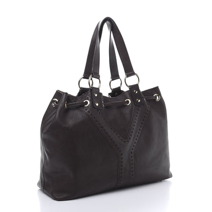 Saint Laurent Calfskin Reversible Double Sac Y Tote Gold Brown 3 of 12