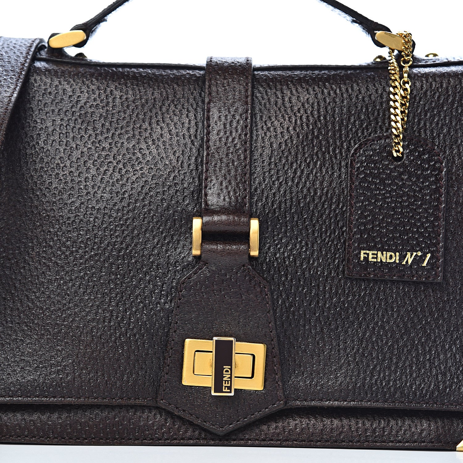 Fendi Vitello Classico No.1 Satchel Dark Brown 9 of 9