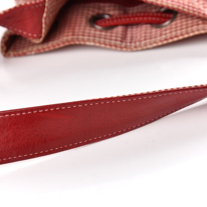 Chanel Toile Gingham Quilted Drawstring Bag Red 13 of 16
