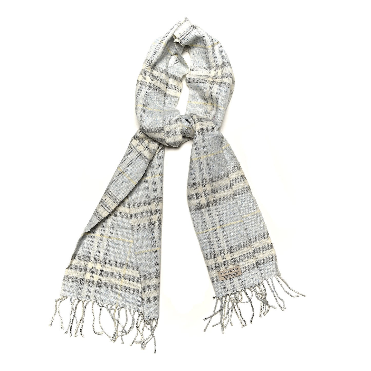 Cashmere Cotton Vintage Check Fringe Scarf Grey