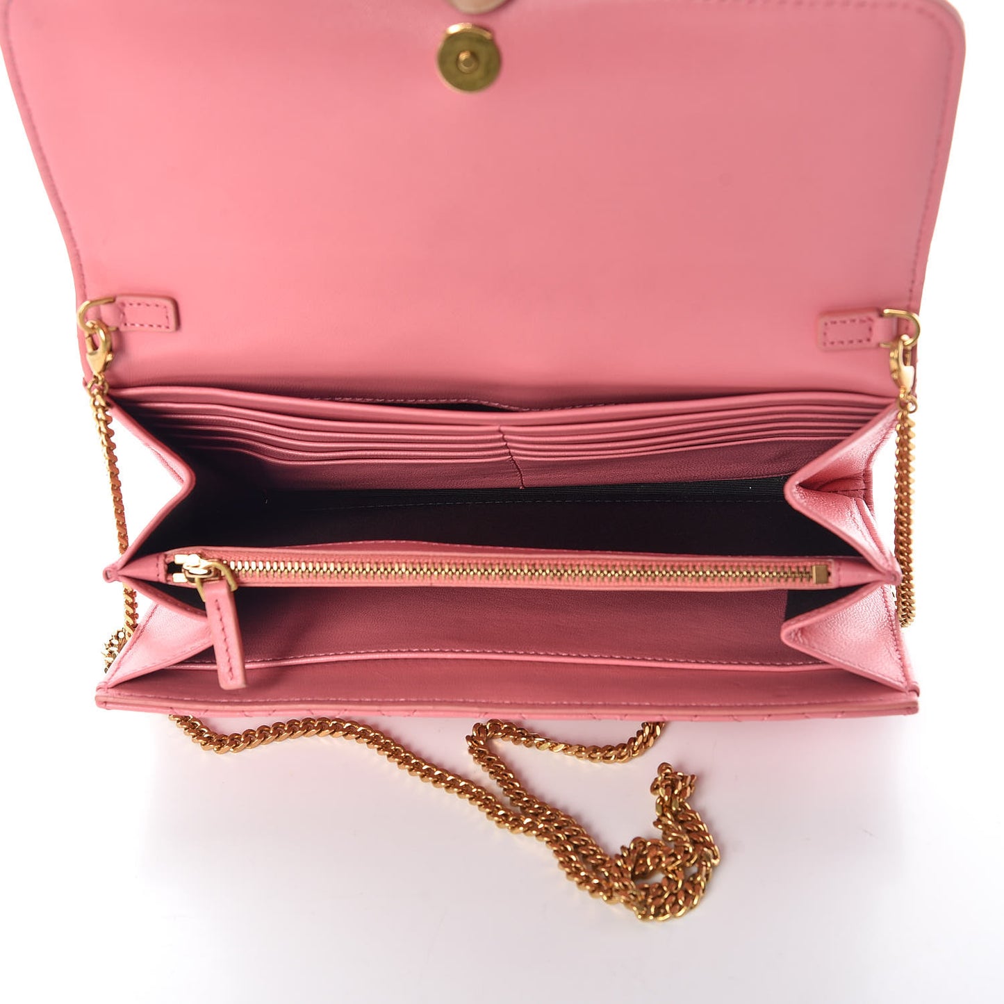 Calfskin Icon Quilted Wallet On Chain Crossbody Pink