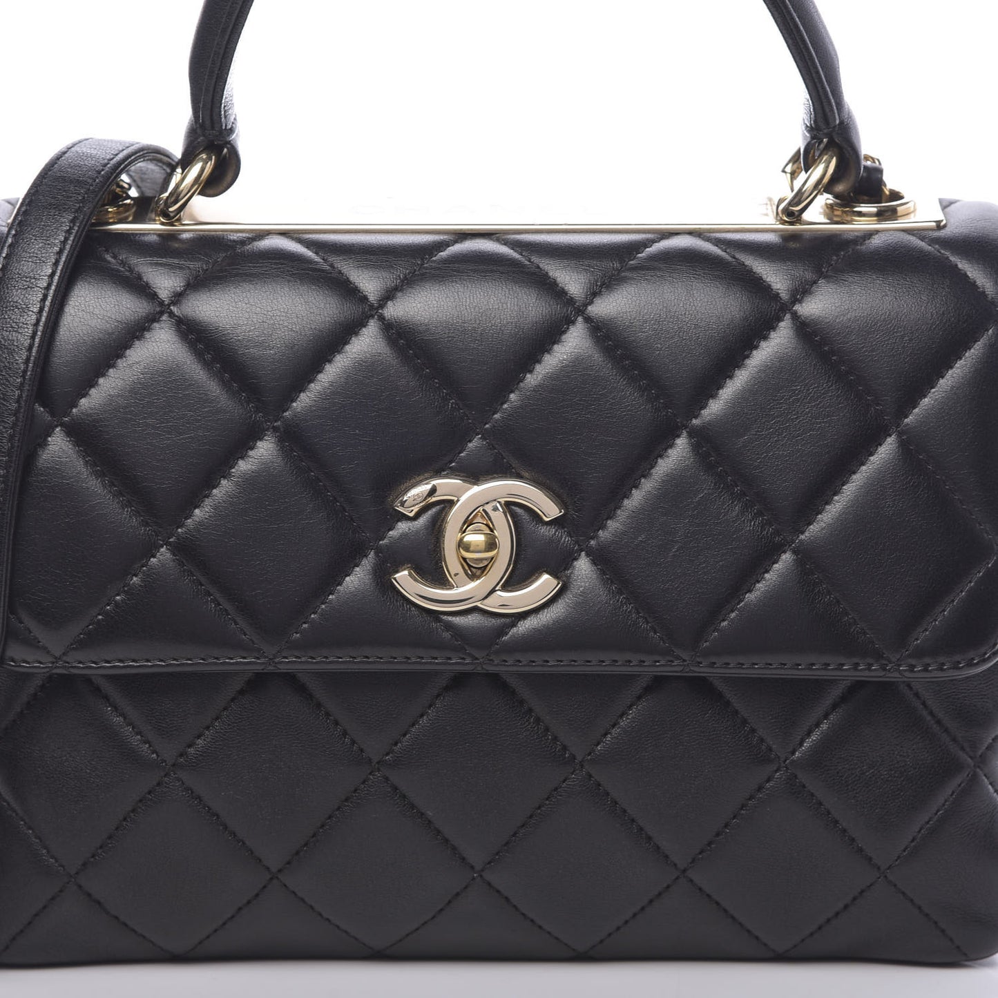 Lambskin Quilted Small Trendy CC Dual Handle Flap Bag Black