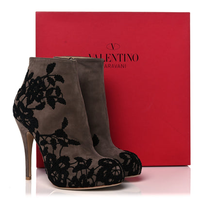 Valentino Garavani Suede Lace Ankle Booties 37.5 Brown Black 11 of 11
