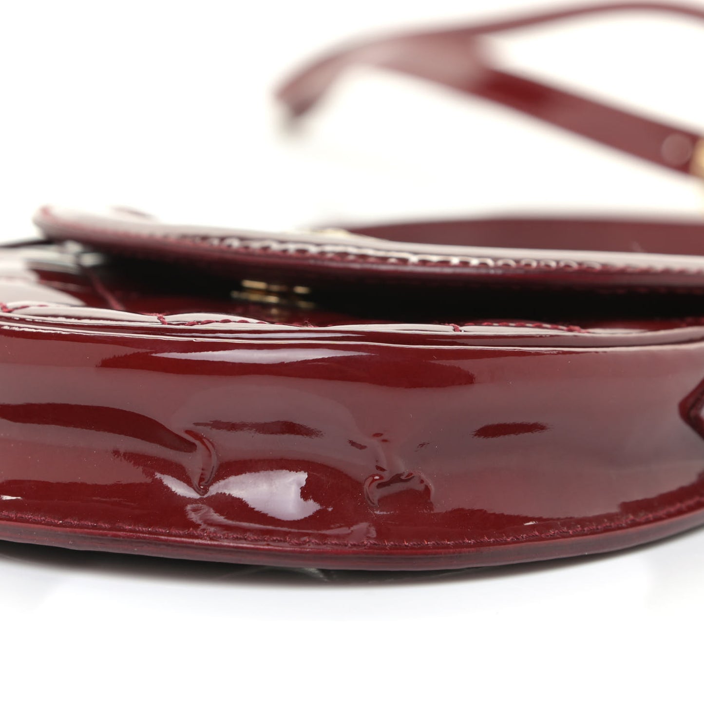 Patent Calfskin Quilted Mini Crossbody Bag Dark Red