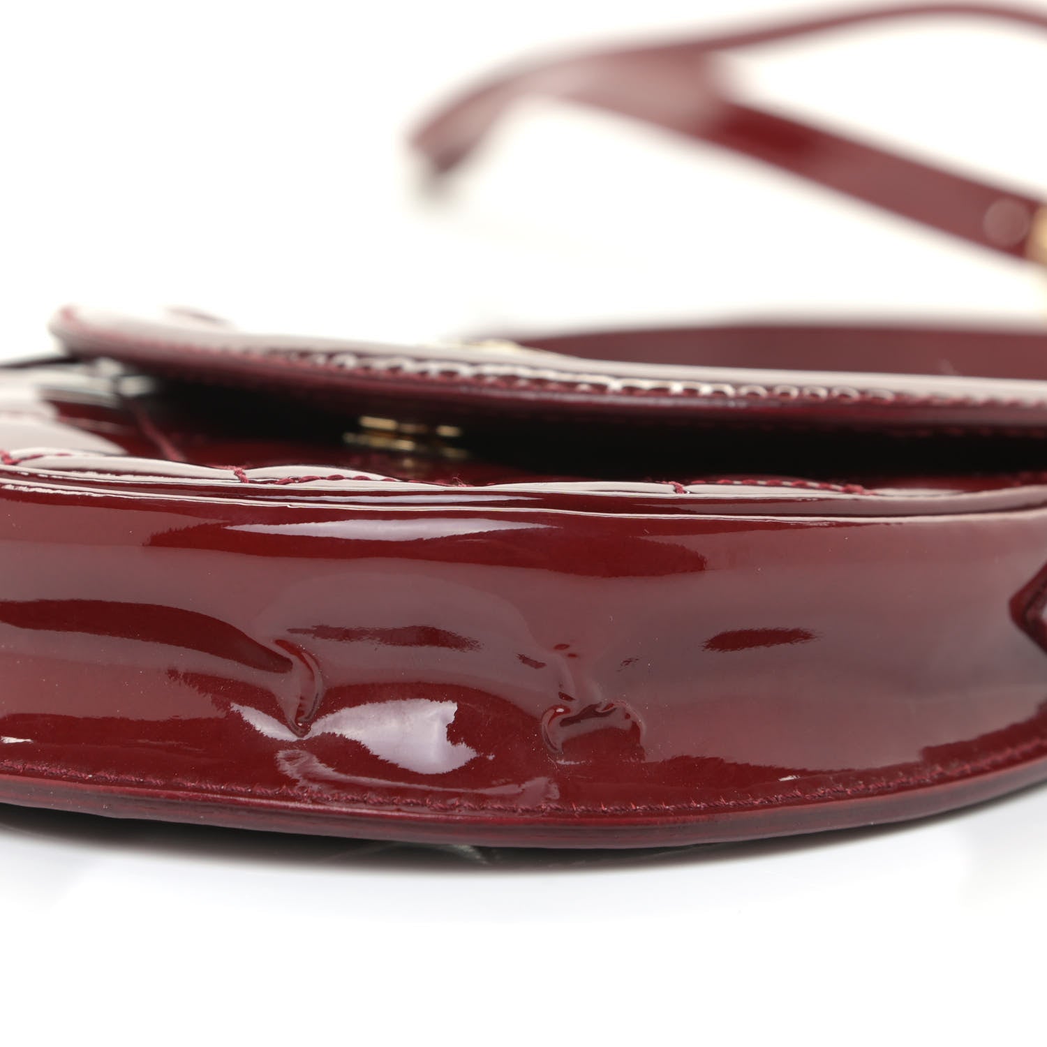 Burberry Patent Calfskin Quilted Mini Crossbody Bag Dark Red 14 of 15
