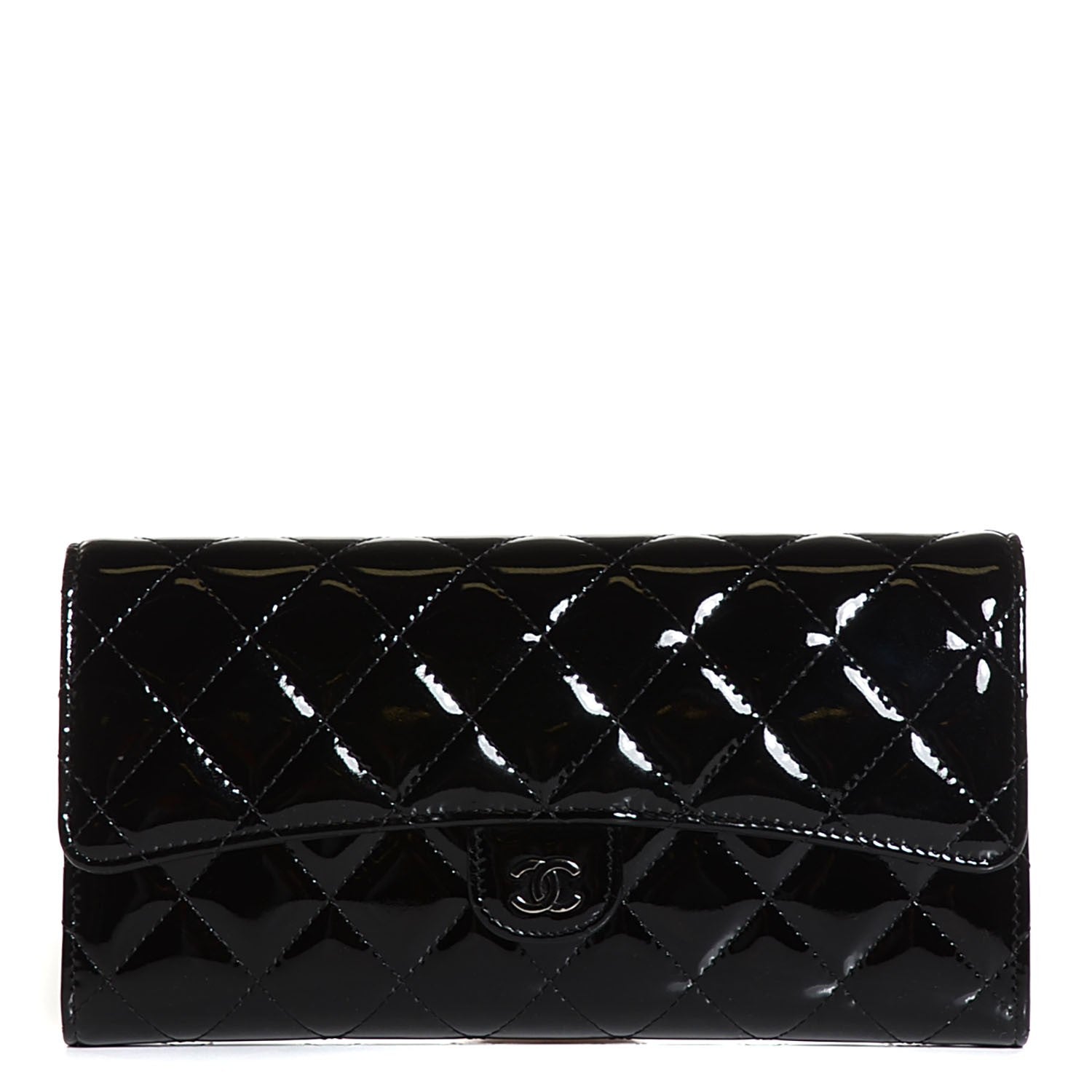 Chanel Patent Quilted Travel Wallet Black 1 of 10