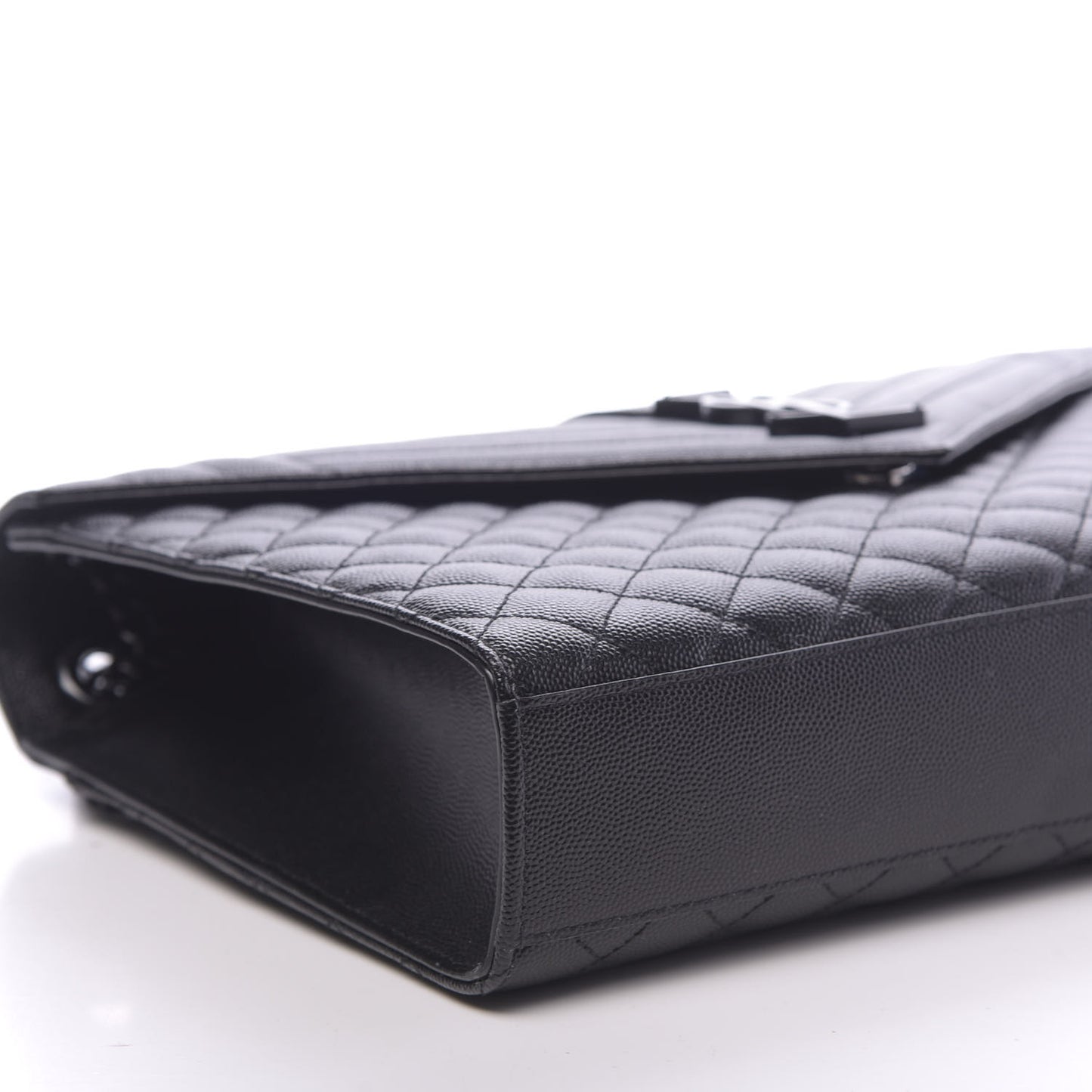 Grain De Poudre Textured Mixed Matelasse Large Triquilt Monogram Monochrome Satchel Black