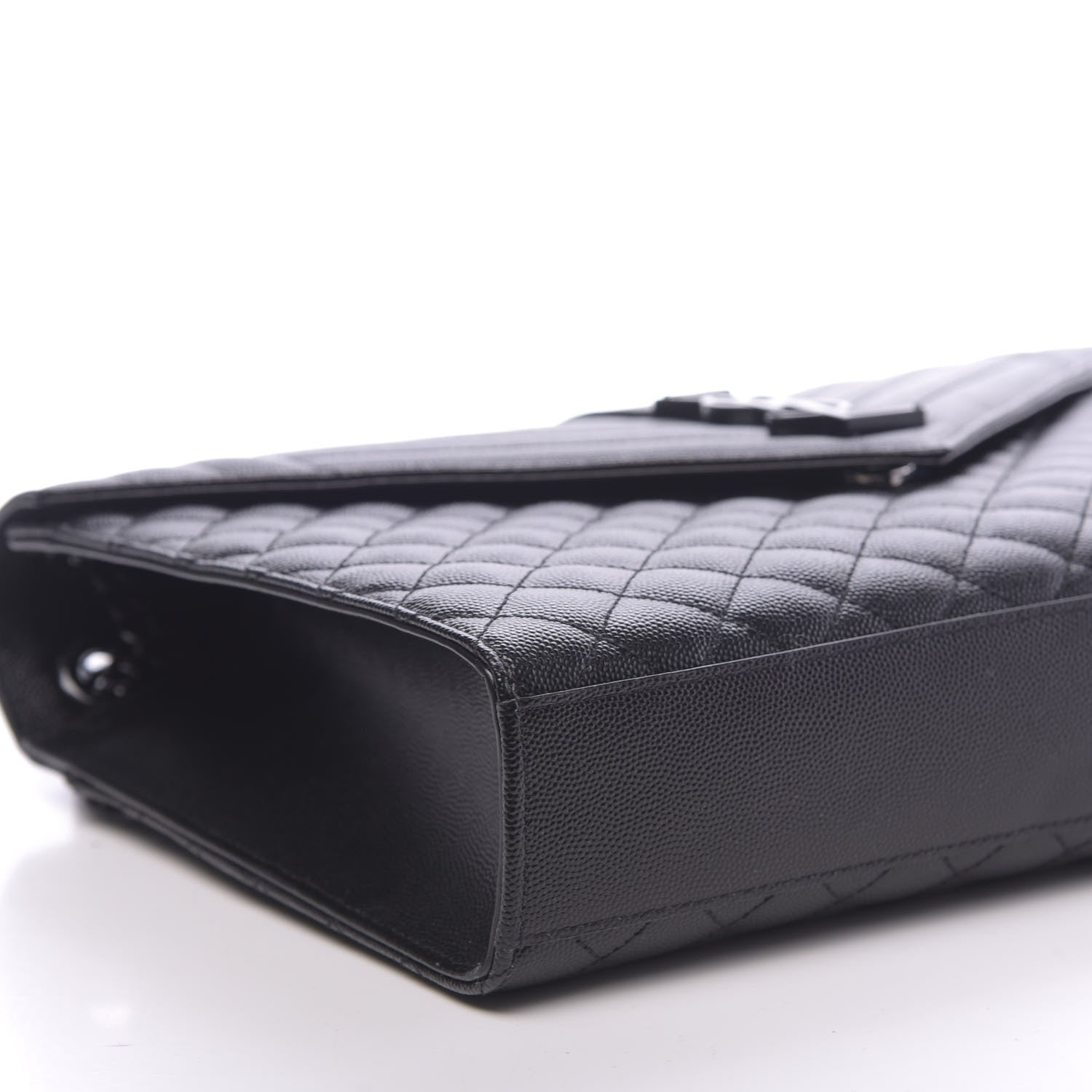 Saint Laurent Grain De Poudre Textured Mixed Matelasse Large Triquilt Monogram Monochrome Satchel Black 7 of 9