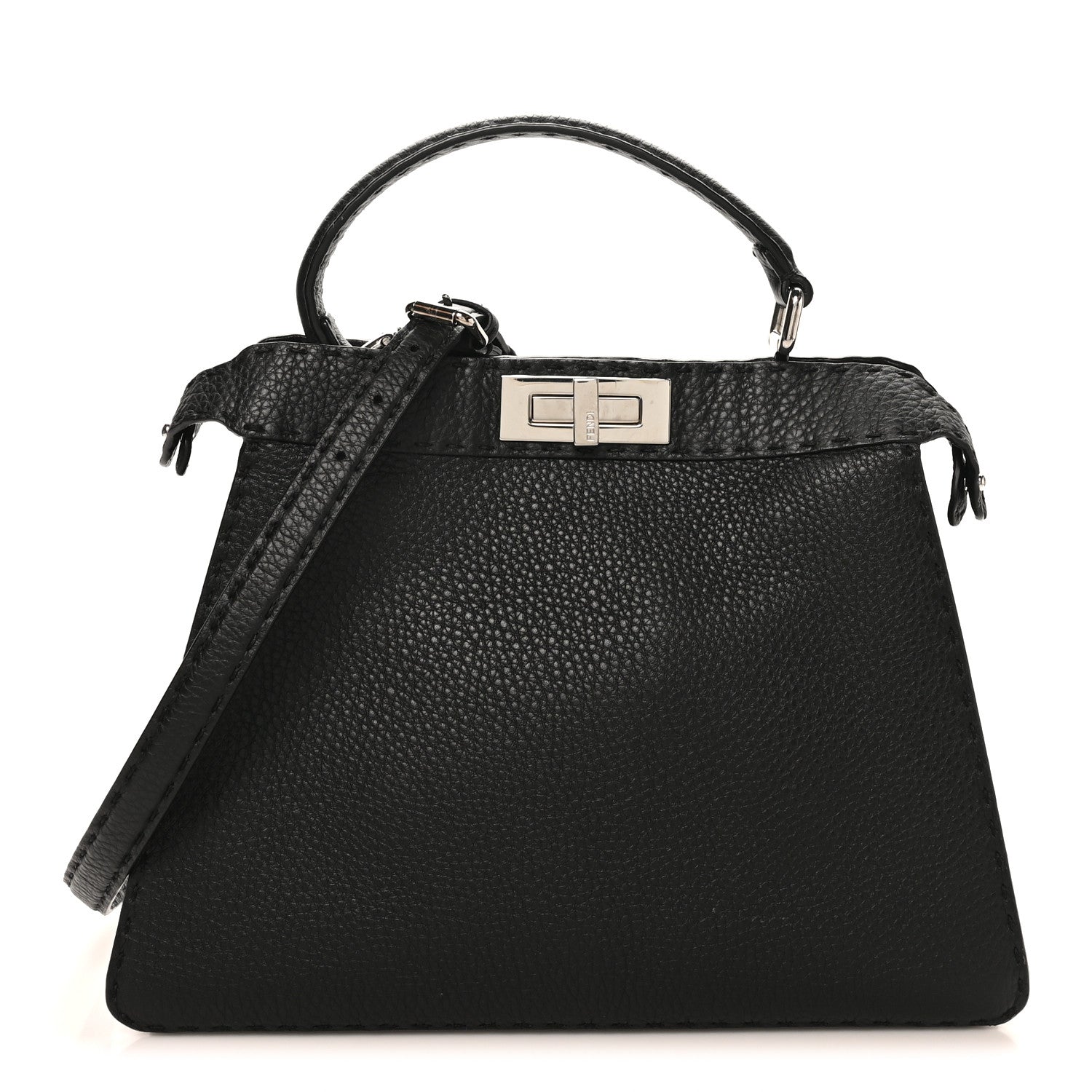 Fendi Cuoio Romano Selleria Chamois Medium Peekaboo I SEE U Satchel Black Camel Sunflower 1 of 10