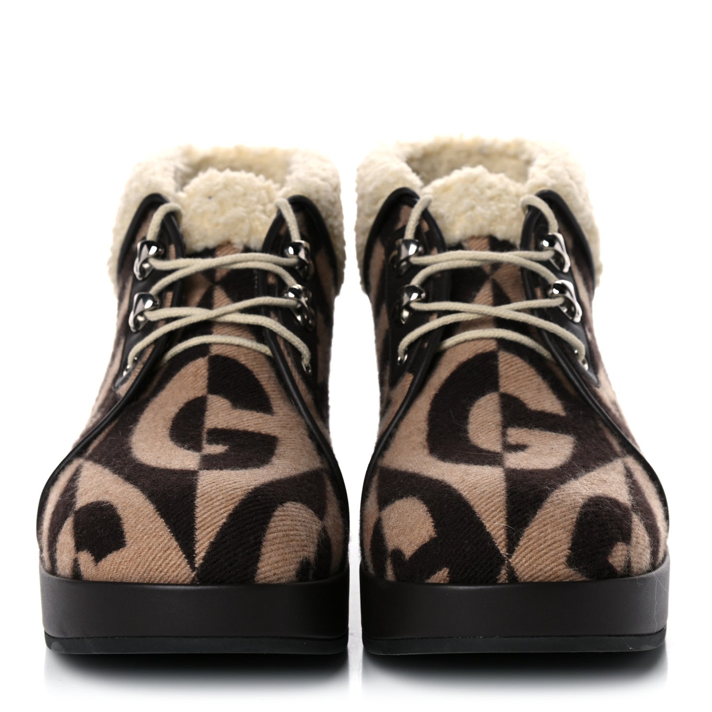 Wool Faux Shearling G Rhombus Womens Victor Ankle Boots 39 Beige Cocoa