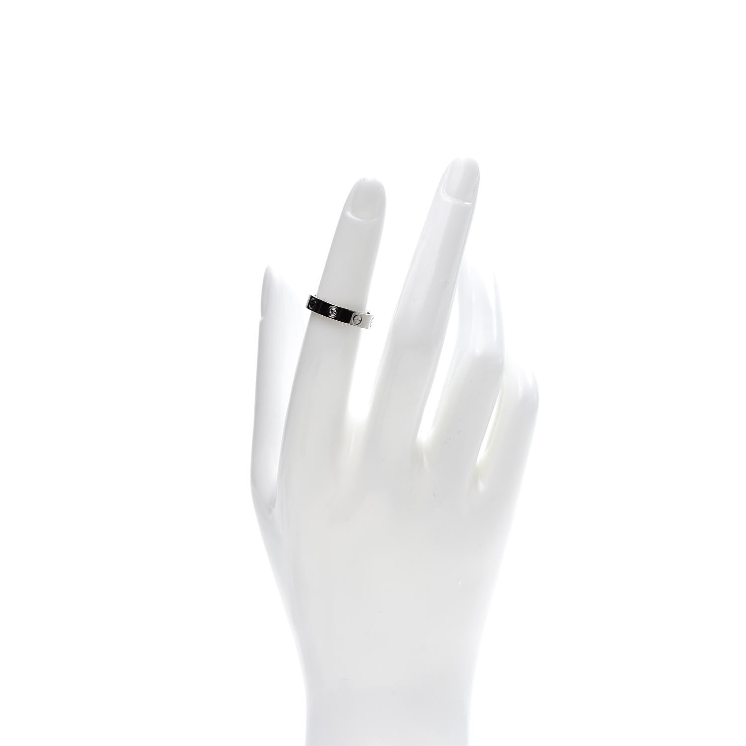 Cartier 18K White Gold Diamond 4mm LOVE Wedding Band Ring 50 5.25 2 of 5