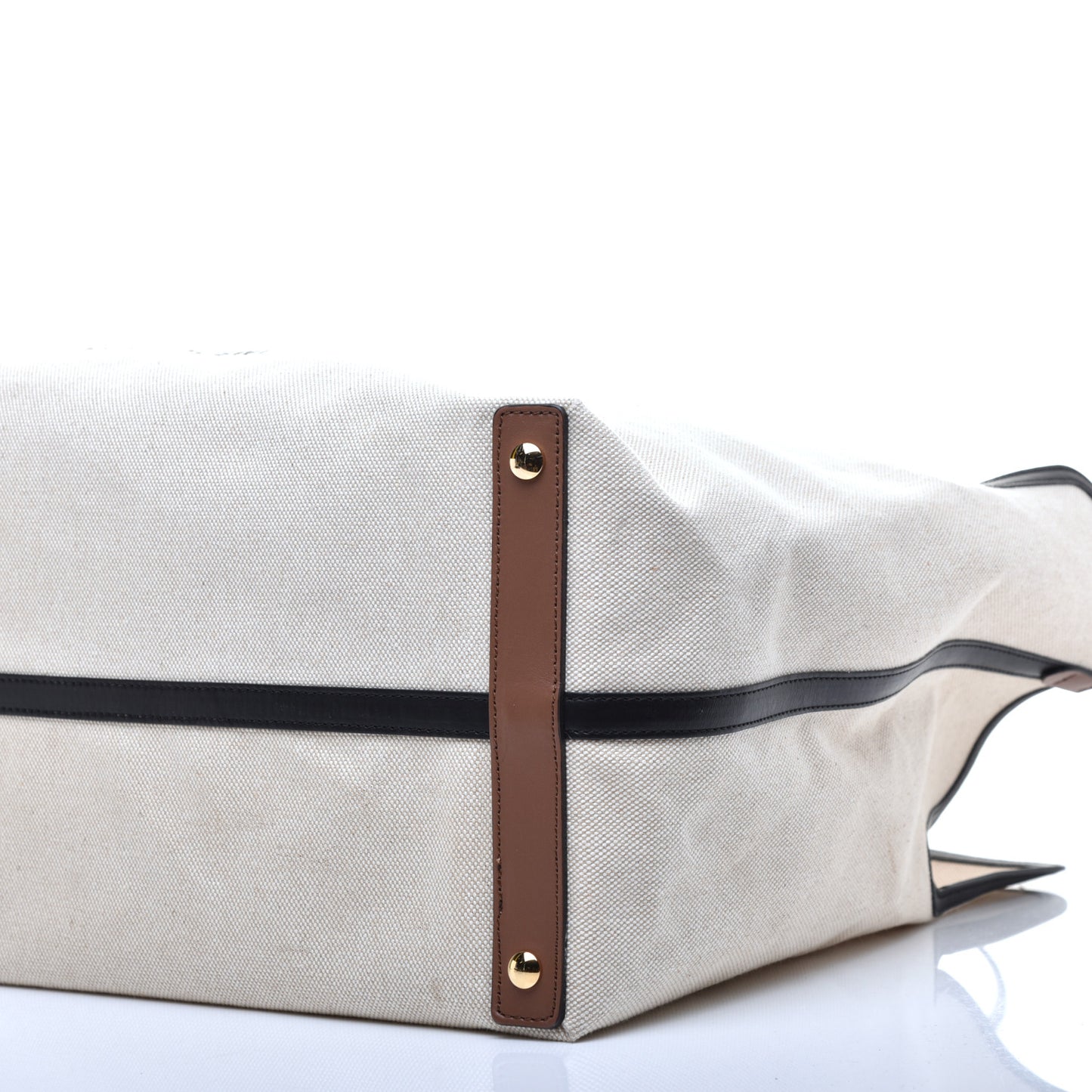 Cotton Canvas Calfskin Large Soft Belted Tote Bag Natural