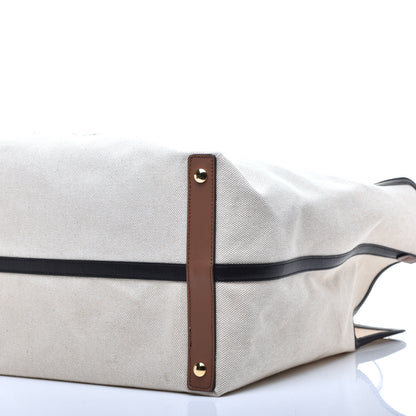 Burberry Cotton Canvas Calfskin Large Soft Belted Tote Bag Natural 7 of 8