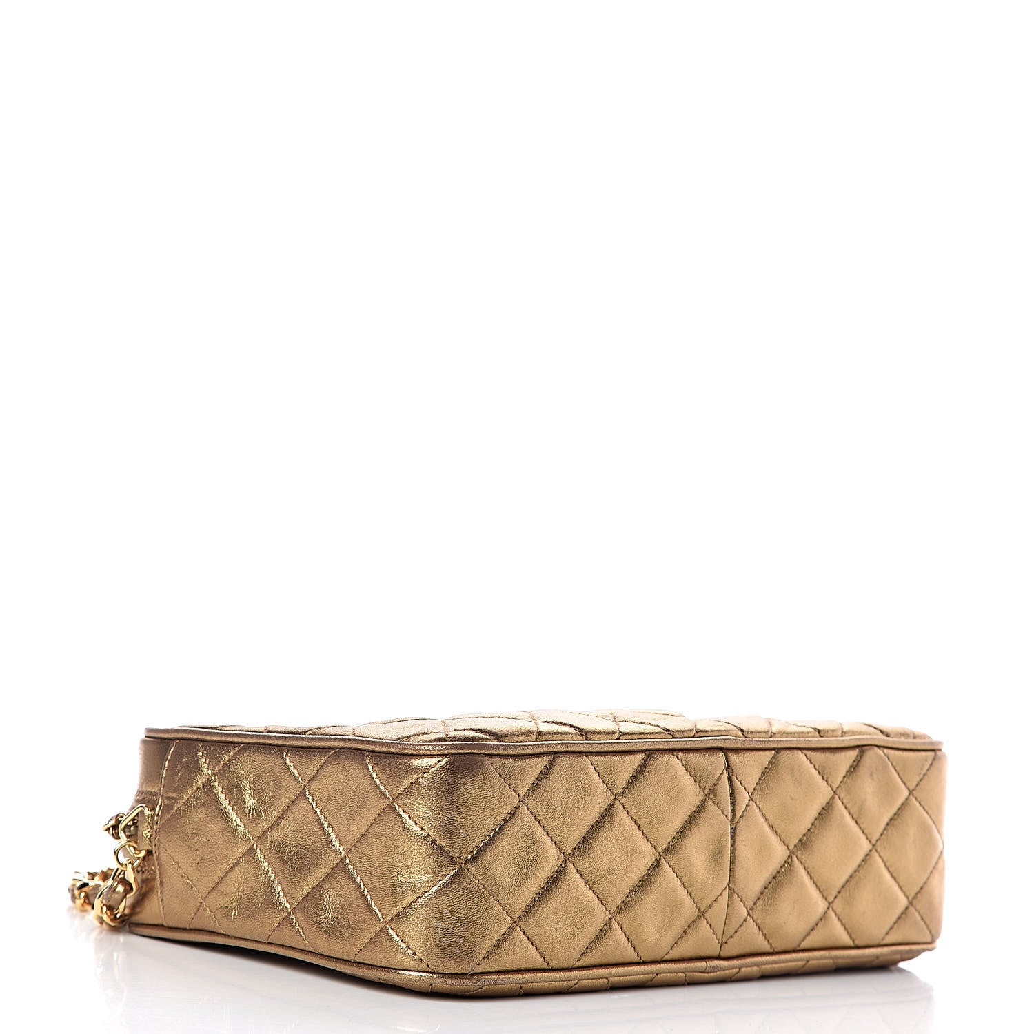 Chanel Metallic Lambskin Quilted Tassel Camera Case Gold 4 of 11