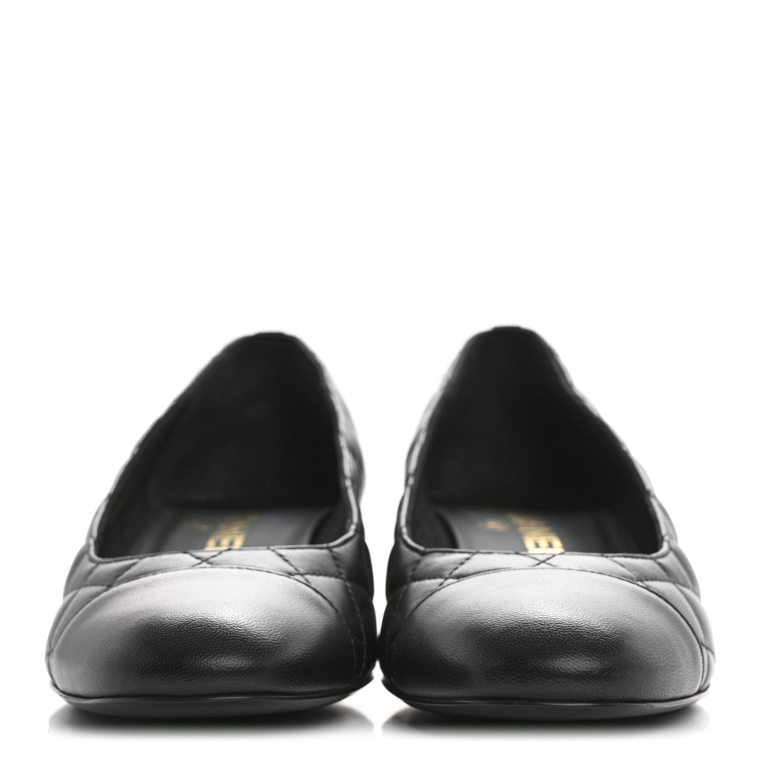 Chanel Lambskin Quilted CC Cap Toe Low Heel Pumps 38 Black 3 of 10