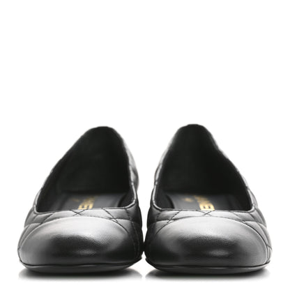 Chanel Lambskin Quilted CC Cap Toe Low Heel Pumps 38 Black 3 of 10