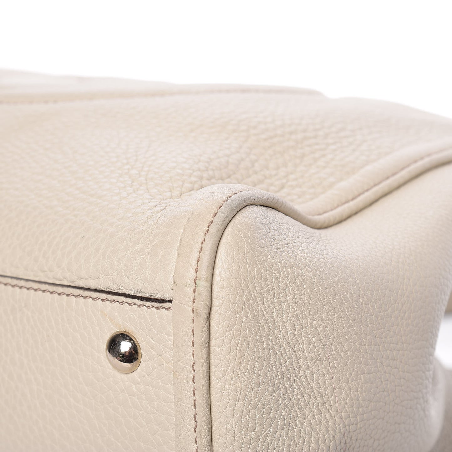 Pebbled Calfskin Medium Soho Shoulder Bag Off White