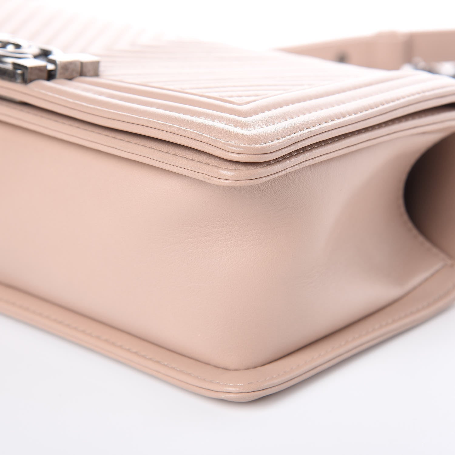 Chanel Calfskin Chevron Quilted Medium Boy Flap Light Beige 9 of 10