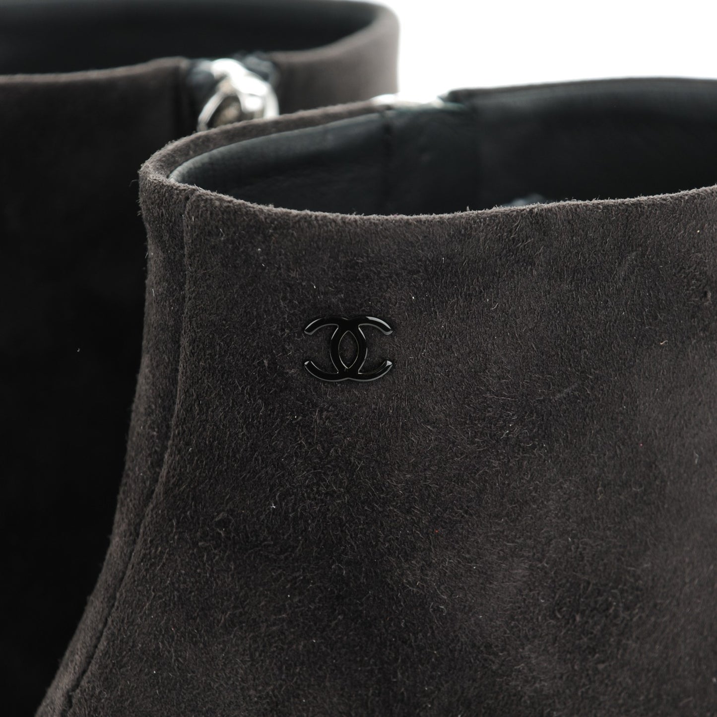 Suede Calfskin Satin Short Boots 40 Dark Grey
