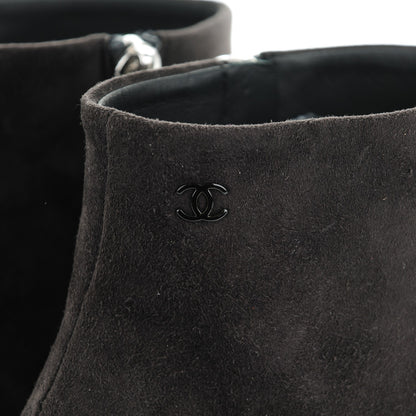 Chanel Suede Calfskin Satin Short Boots 40 Dark Grey 5 of 9