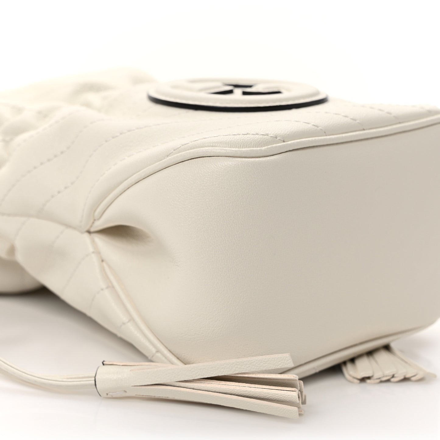 Sakai Be Green Calfskin Diagonal Stitched Mini Blondie Bucket Bag Mystic White