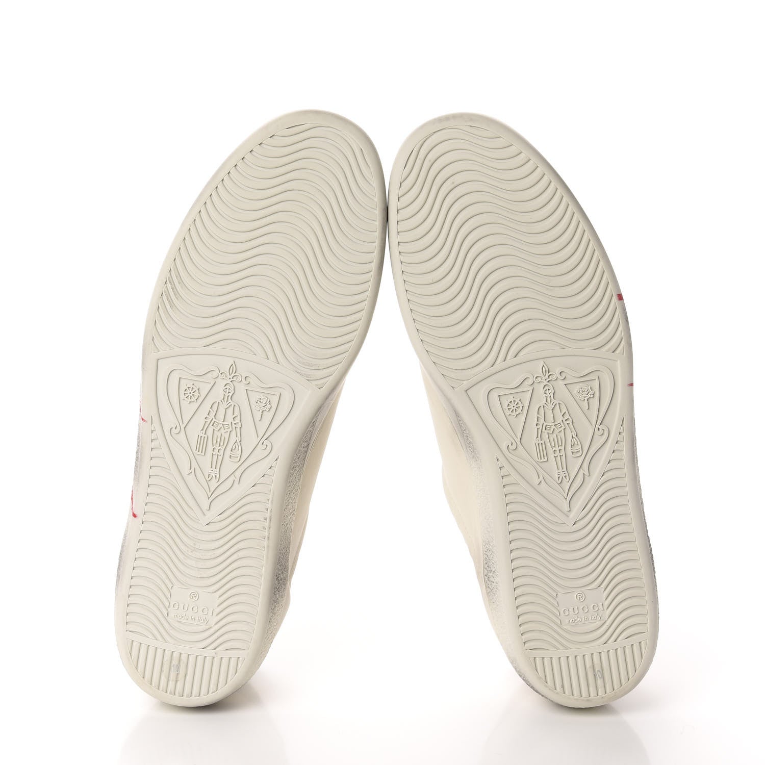 Gucci Distressed Calfskin Mens Ace Blade Sneakers 10 White 6 of 10