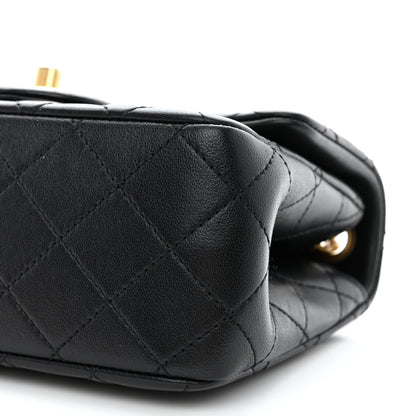 Chanel Lambskin Quilted Mini Sweet Camellia Flap Black 10 of 12