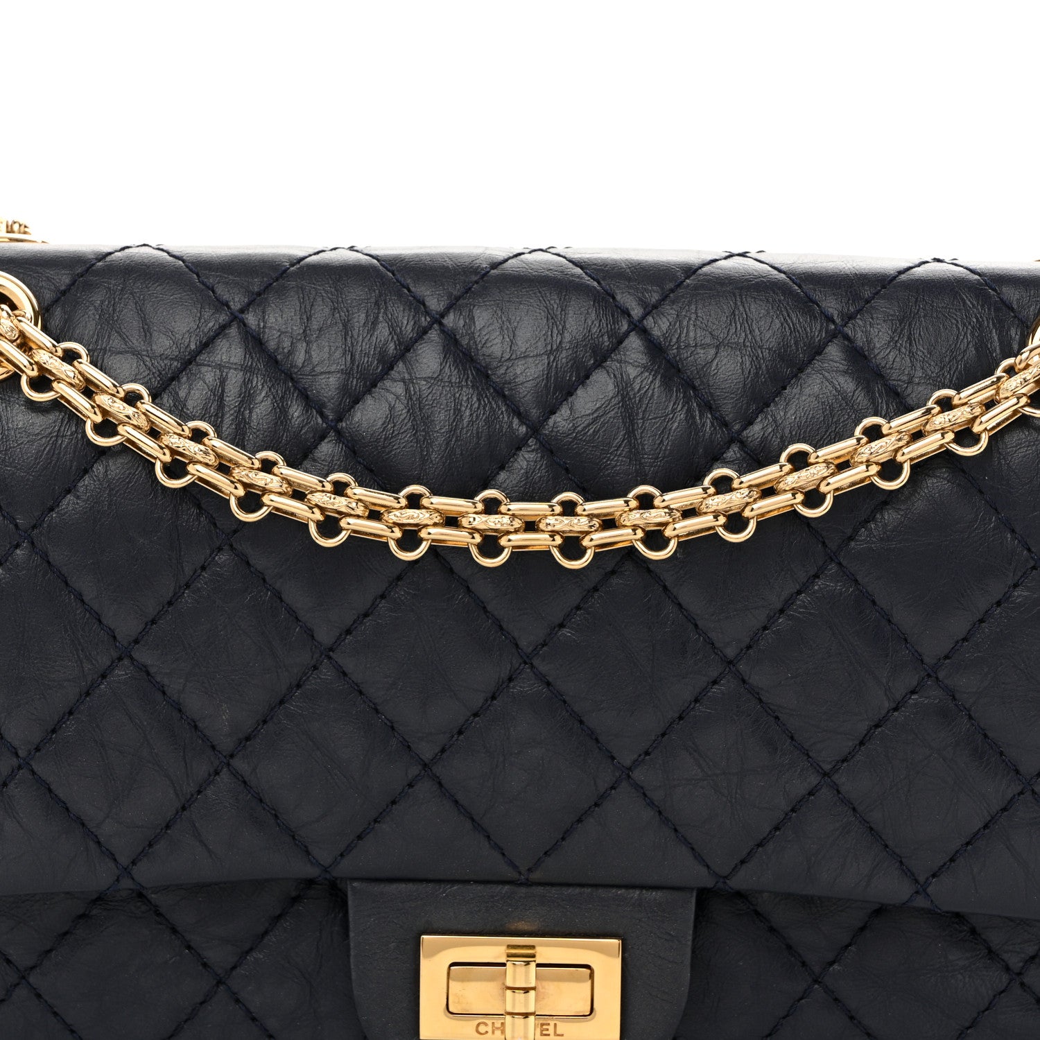 Chanel Aged Calfskin Quilted 2.55 Reissue 225 Flap Navy 8 of 14