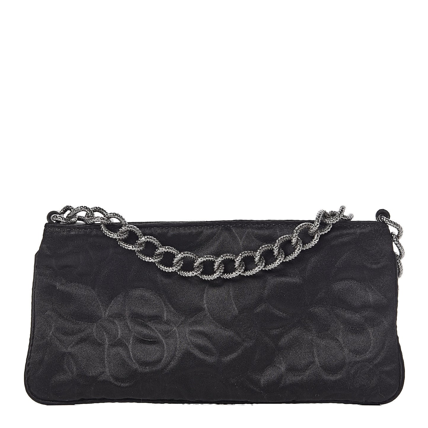 Satin Camellia Evening Bag Black
