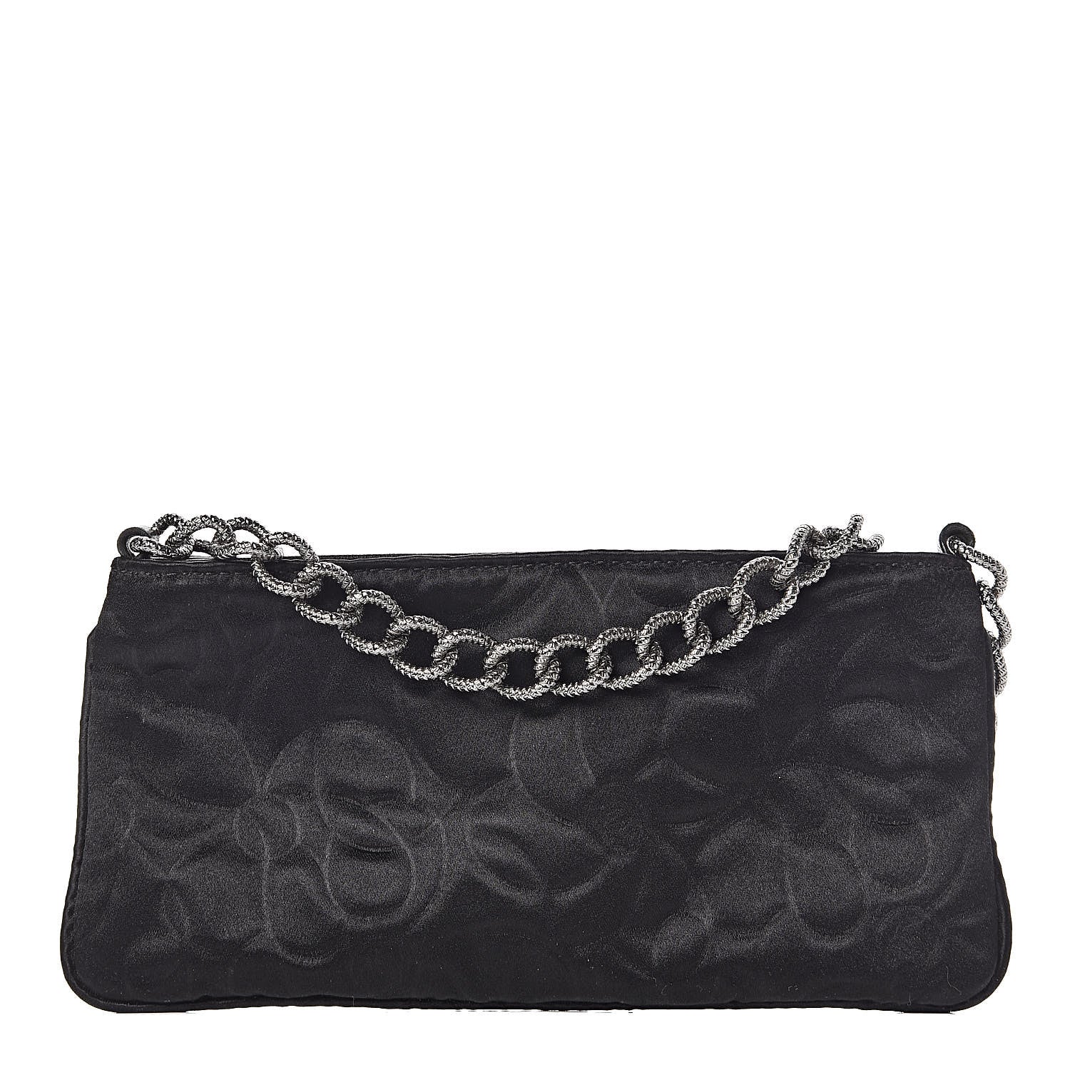 Chanel Satin Camellia Evening Bag Black 1 of 9